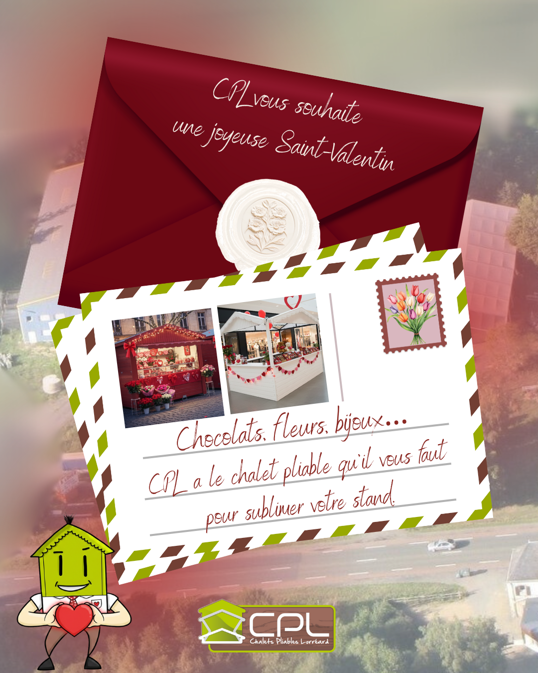 C’est la Saint-Valentin chez CPL, et nous pensons à vous. Pour cette occasion, habillez vos produits avec style : nos chalets pliables combinent charme et praticité pour créer une ambiance unique et mémorable sur votre stand.